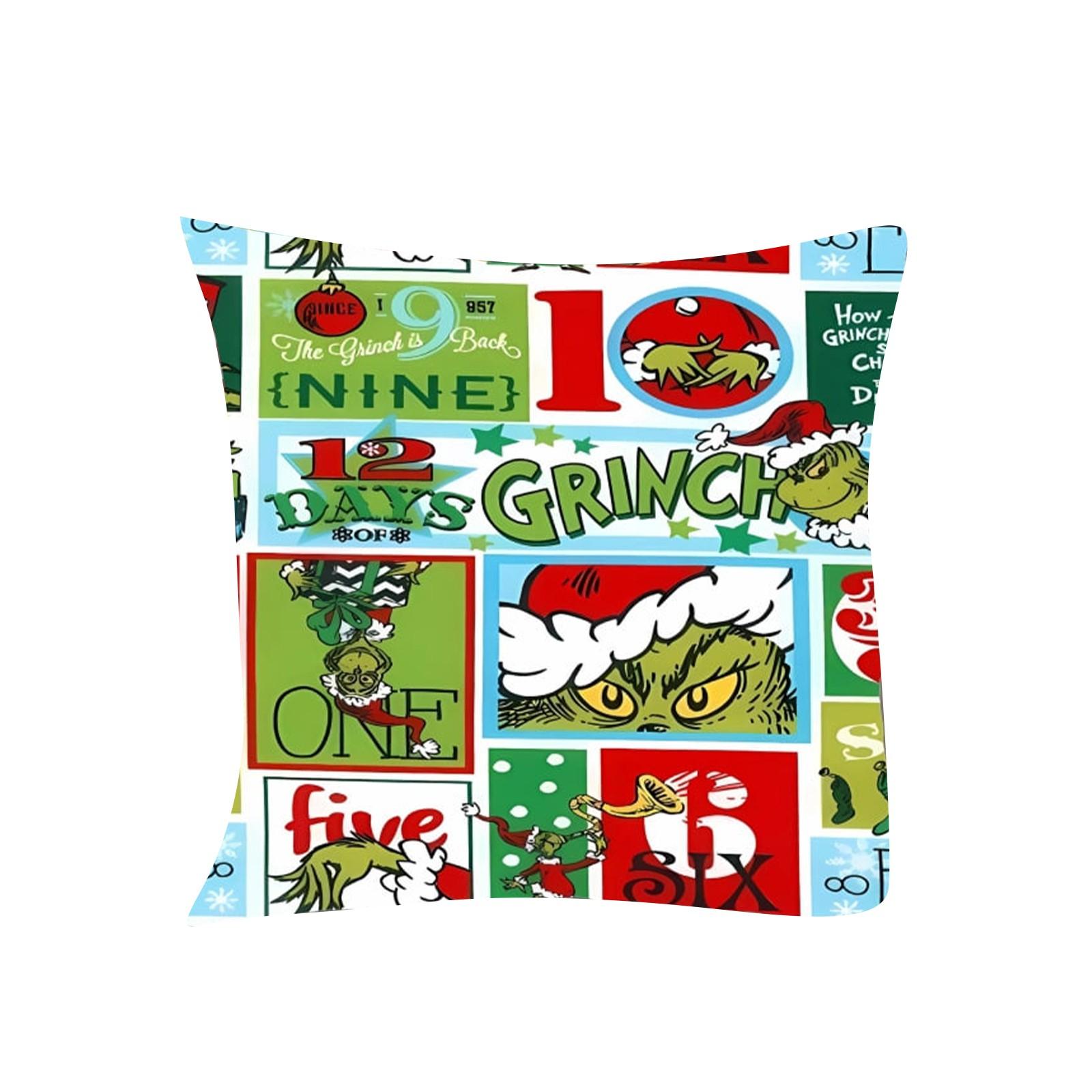 

45cm Winter Christmas Eve Print Linen Pillow Sets Home Living Room Cushions One Size зелёный