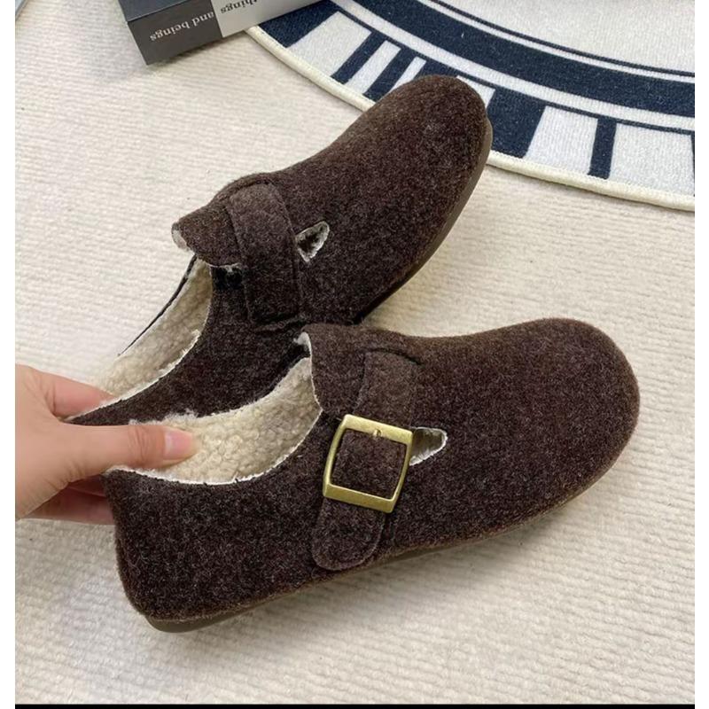Fleece Outer Wear Fluffy Shoes Women's New Casual Flat Cotton Shoes Bag Head Slippers Winter Fashion Warm