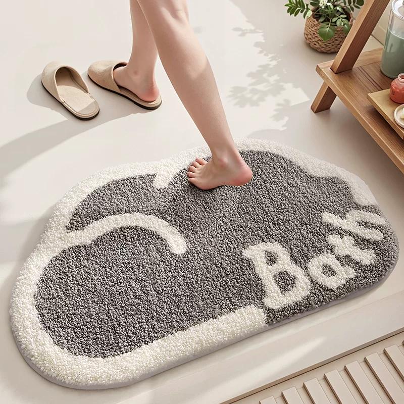 Badezimmer-Bodenmatte, Halbkreisförmige Wasserabsorbierende Anti-Rutsch-Matte, Regenbogen-Toiletten-Badezimmer-Eingangsteppich, Verdickte Schnelltrocknende Badezimmer-Fußmatte