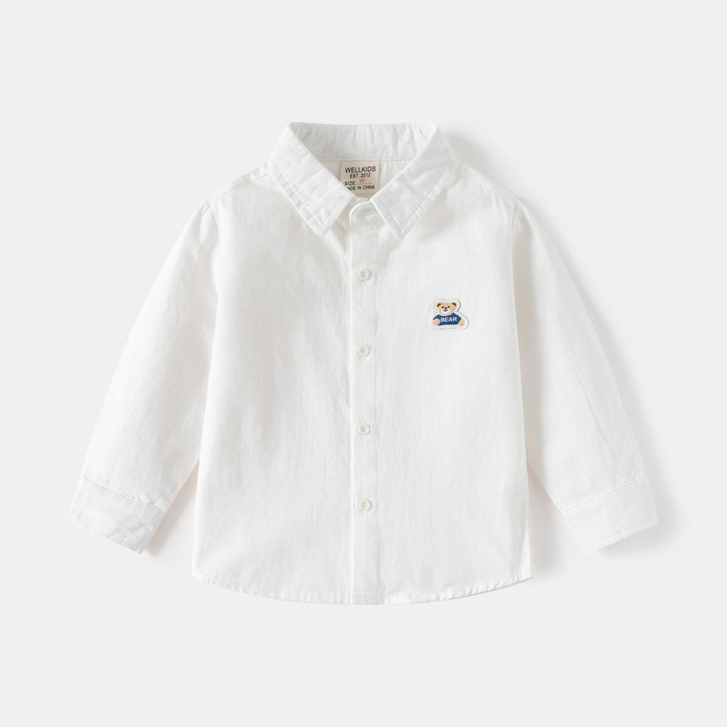 2025 Autumn Boys Long-sleeved Shirt 2025 New Baby Striped Embroidered Shirt Korean Version Loose Shirt