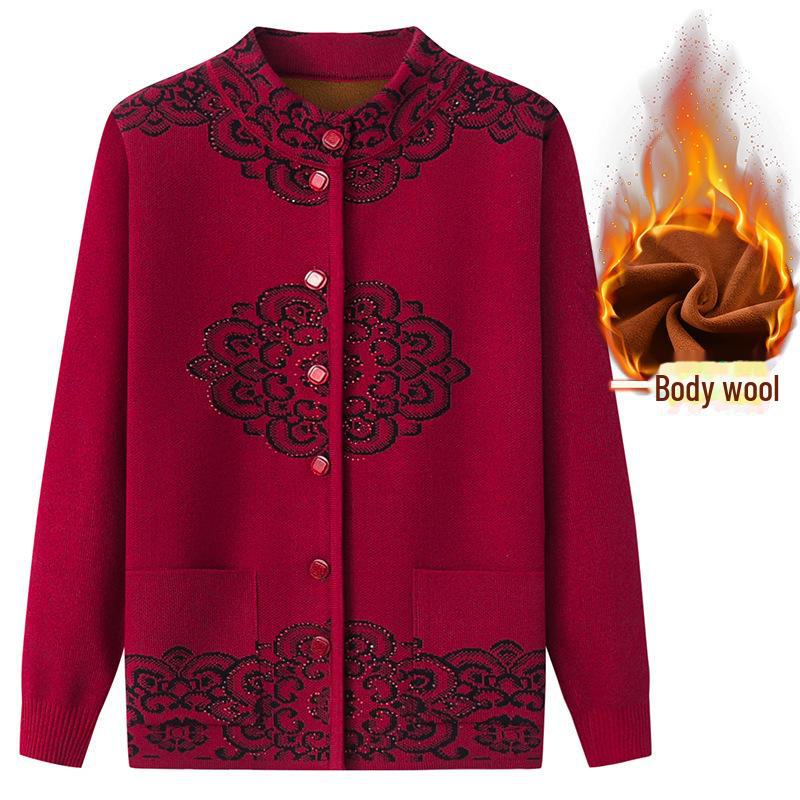 Babiččin pletený kardigan: Útulný sametový svetr na jaro, podzim a zimu