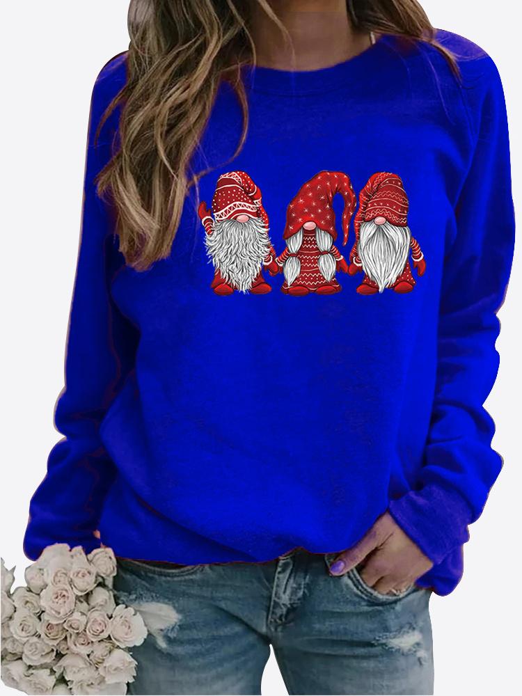 Women Winter Clothing Christmas Printed Casual Sweatshirt Long Sleeve Tops T-shirt Ladies Round Neck Pullover Sweater