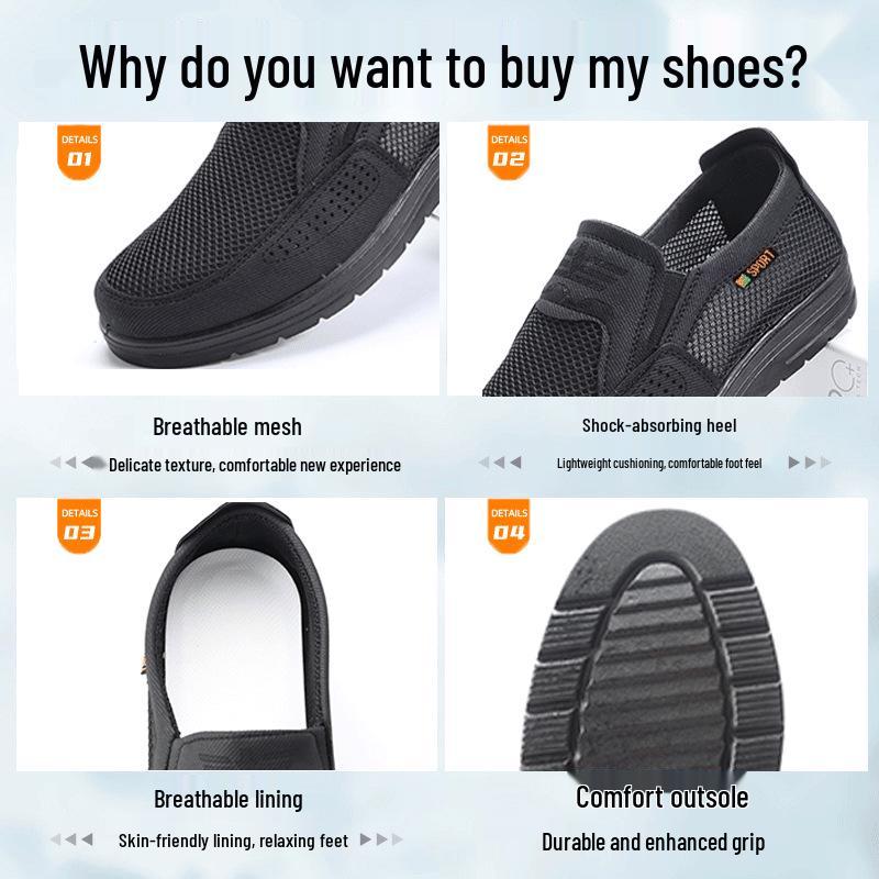 2025 Men's Summer Breathable Mesh Old Beijing Cloth Shoes with Polyurethane Soft Non-slip Sole
