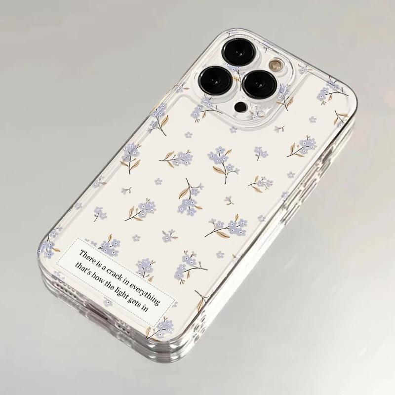 ins label blue purple small floral iPhone17Promax mobile phone case for Apple 16Pro space case 15 soft