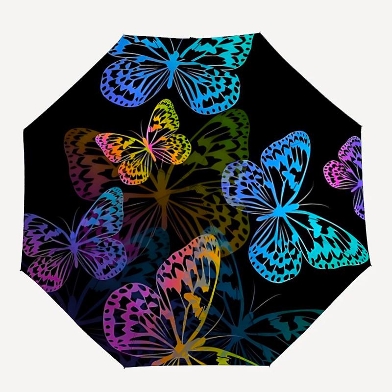 1pc Butterflies, ColorfulAutomatic Open/close Umbrella, 8-Rib sturdy structure, Portable Travel Umbrella, Parties, Everyday Usec92