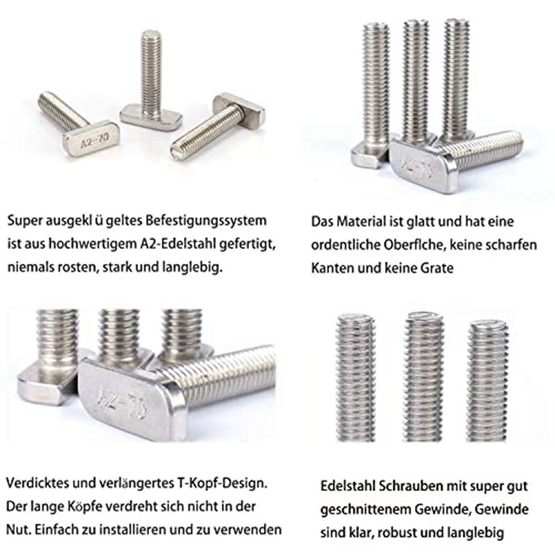 

A23I-12Piece T Slot Bolt Replacement,M10 X 25 Screws, A2-70 Rail Track Screws Track Nuts With 12 Flange Nut T Slot Bolt T Slot S