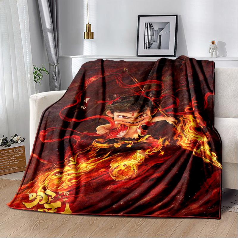 Nezha Flannel Office Student Nap Blanket: Winter Air Conditioning Sofa Picnic - Soft and Cozy Shawl Wrap