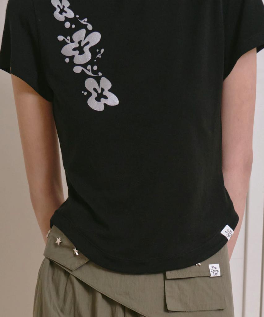 THE GREEN LAB Flower Essential Crop Short Sleeve Tee [Black]