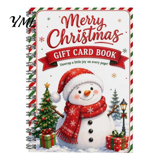 Carpeta de Regalo de Dinero de Temporada Tarjeta de Navidad Holográfica Libro, 7x5 Encuadernación en Espiral Folleto de Recuerdo Festivo, Portador de 10 Páginas Saludo Bolder DIY para