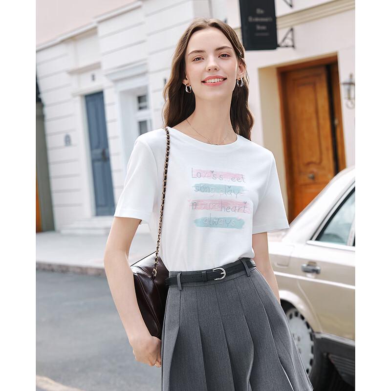 BETU Women's Embroidered Letter Short Sleeve T-shirt
