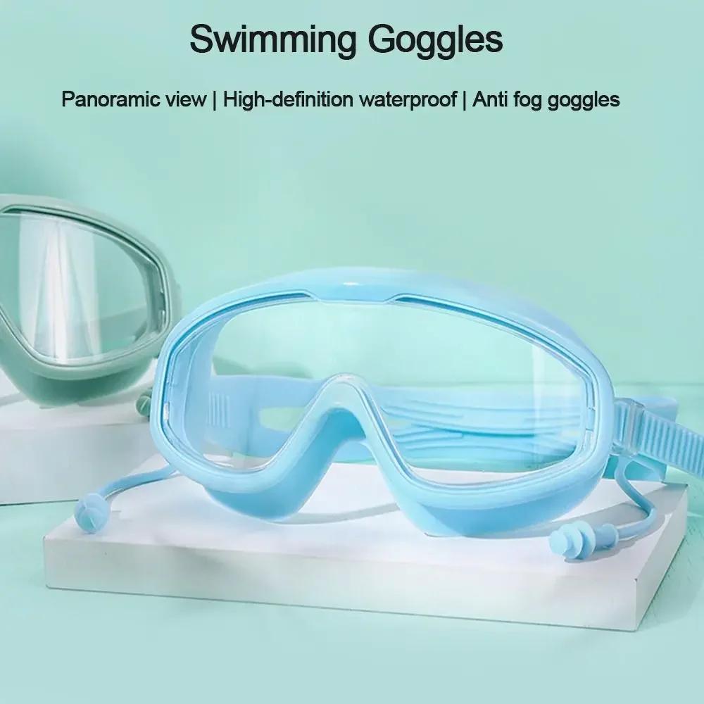 Outdoor Swim Goggles Anti-Fog Wide View Scuba Diving Swimming Glasses with Earplugs for Adult Youth