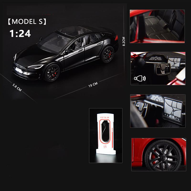 1:24 Model X Model Y Tesla Model 3 Alloy Die Cast Toy Car Model Sound and Light Children's Toy Collectibles Birthday Gift