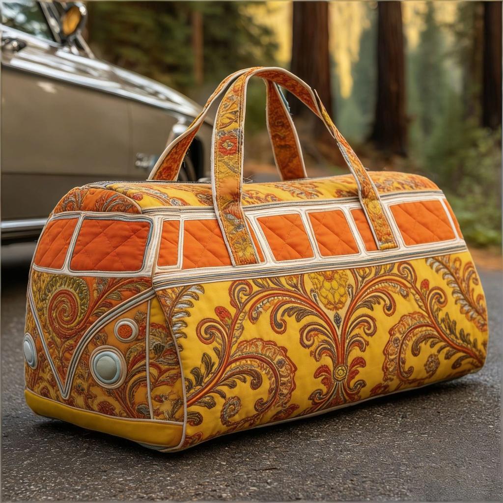 Retro Quilted Travel Bag, Bohemian- Weekend Travel Tote, Large-Capacity Carry- Luggage