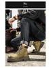 2025 Men's Genuine Leather Martin Boots: Retro British Yellow, Thick-Soled, Trendy, Short Hiking and Outdoor Mountaineering Footwear