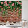 3D Wodoodporna Tkanina Poliestrowa Zasłona Prysznicowa Patio Ściana Kwiatowa Krajobraz Zasłony Łazienkowe z Haczykami Dekor Wanny Ekran