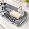 Silicone Countertop Protector Faucet Mat for Kitchen Sink, Foldable Sink Splash Guard with 7 Degree Counter Organizer Slope And Snap Lock, Water
