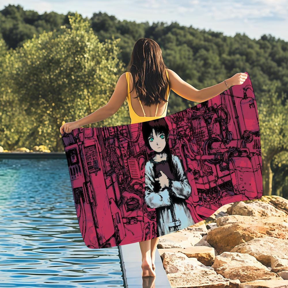 Anime S-Serial Experiments Horror L-Lain Game Quick Drying Beach Towels Are Suitable For Swimming Pools Camping Yoga And The Gym