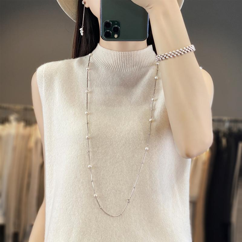 

Женская майка без рукавов MODERN NEW SAGA летняя футболка вязаный топ базовый жилет женская водолазка 2XL бежевый