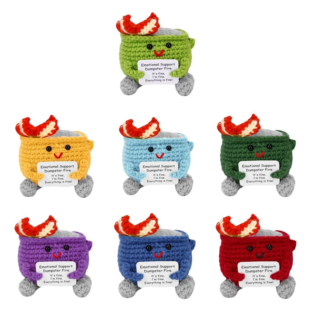 Häkeln Müllcontainer Feuer Niedlich Humorvoll Emotionale Unterstützung Dekoration Geschenk für Zuhause und Büro Fröhliches Accessoire