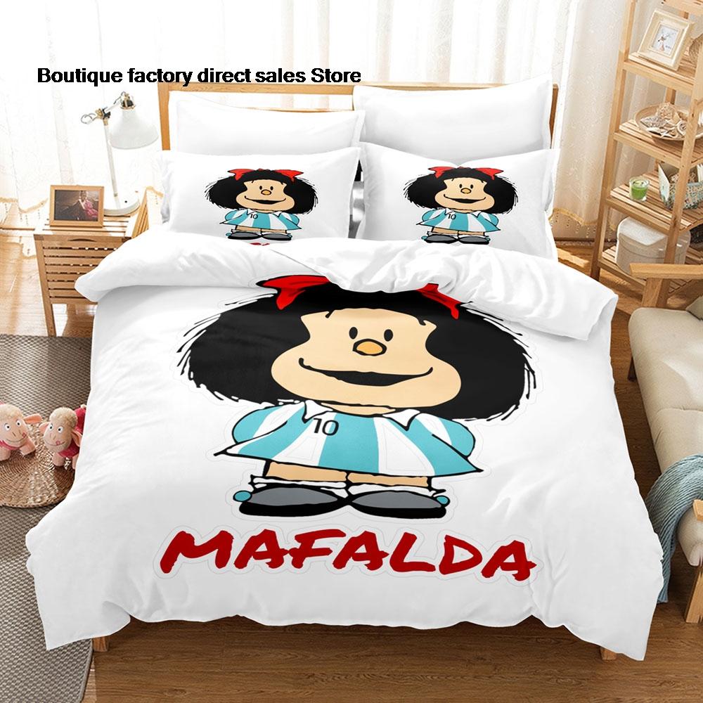2D Mafalda Bedding Set Single Twin Full Queen King Size Bed Set Kids Bedroom Duvetcover Sets Anime Mafalda Bed