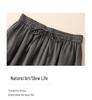 Women's Casual Wide-Leg Elastic Waist Pants - Cotton Linen Double Layer 