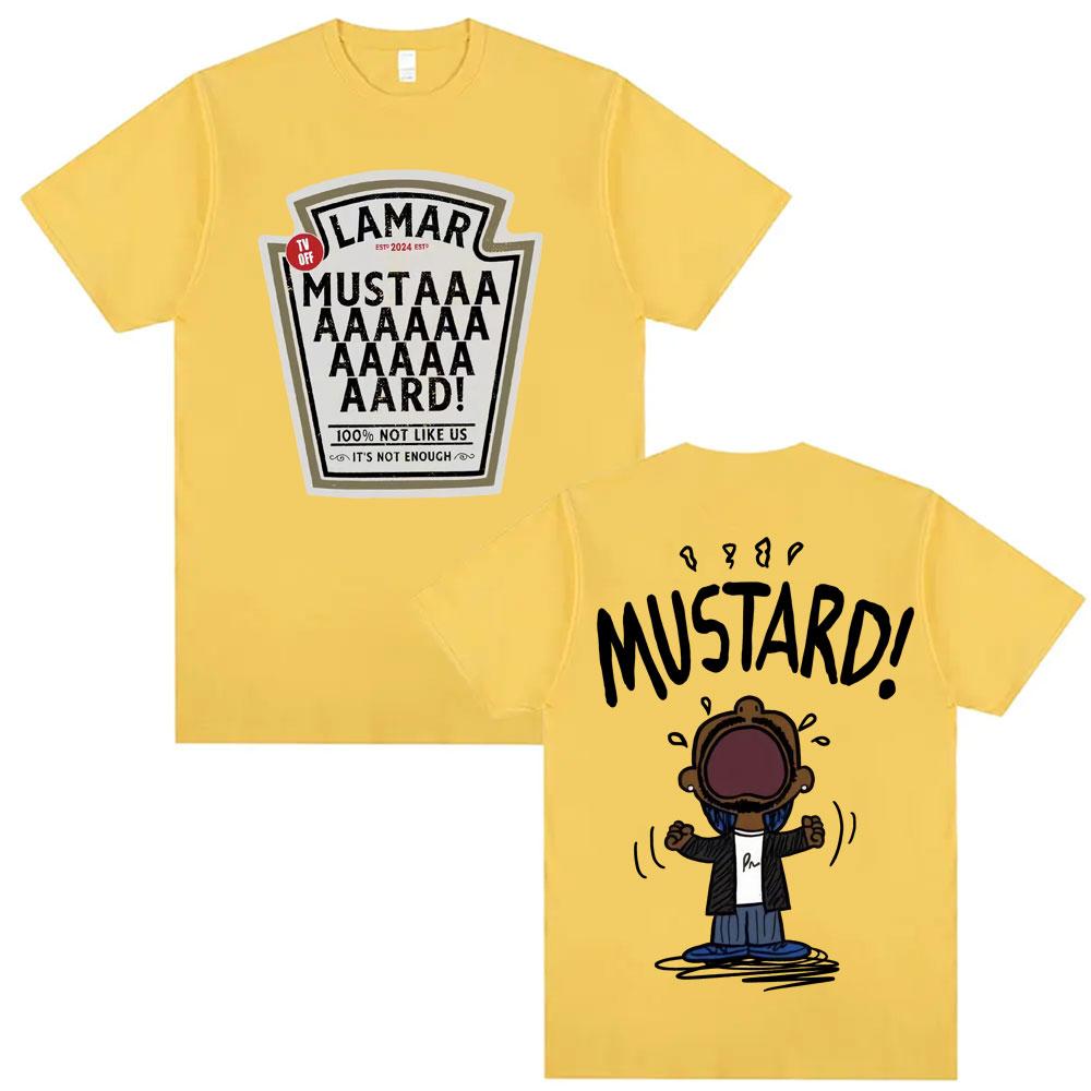 Kendrick Lamar Mustard T Shirts Unisex Harajuku Hip Hop Short Sleeve Popular Music T Shirt Unisexs Casual Cotton Oversized Tshirt