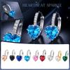 Heart Shaped Cubic Zirconia Dangle Earrings with Sterling Silver Hooks for Women and Girls Jewelry Accessories