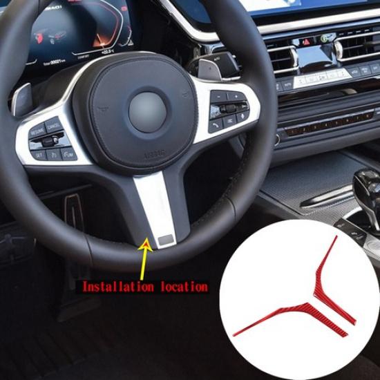 Red Carbon Fiber Steering Wheel Cover Trim For BMW Z4 2017-