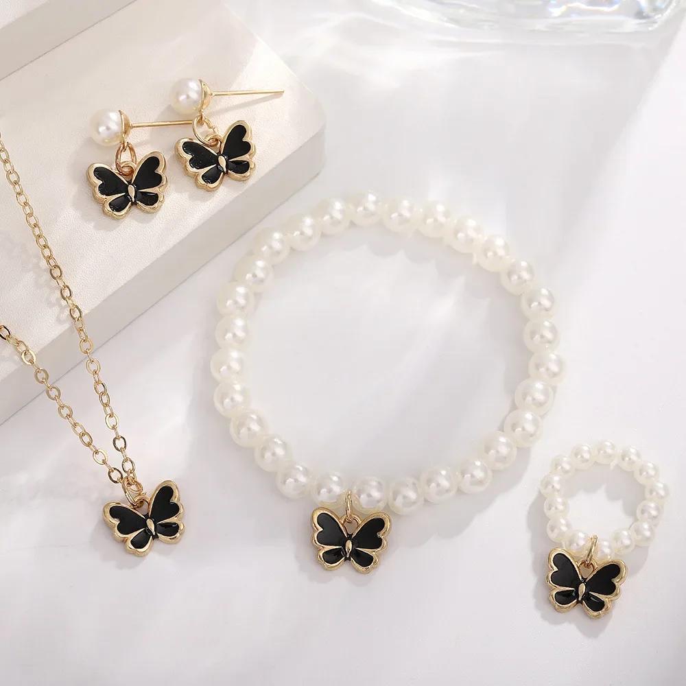 Set Butterfly Bracelet Necklace Sets For Women Simple Girls Sweet Charm Trend Minimalism Jewelry Birthday Gift