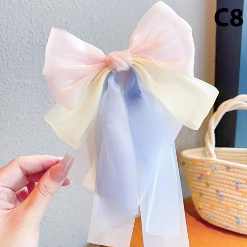 Mädchen Niedlich Elegant Netz Schleife Band Haarspange Mit Kunstperlen Quaste Kristall Dekoration Bunte Chiffon Kopfbedeckung Für Party Kinder