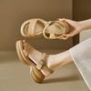Krazing Pot Sheepskin Peep Toe Thick High Heels Summer Shoes Buckle Straps Platform Casual Women Sandals