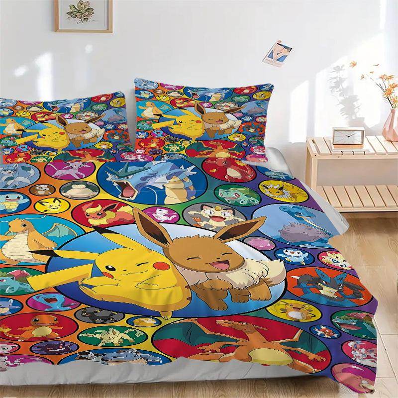 

3pcs Pokemon, Pikachu Bedding Set. Soft and Comfortable with No Core Included (1x Duvet Cover + 2x Pillow Covers) yy251009175 135x200cm