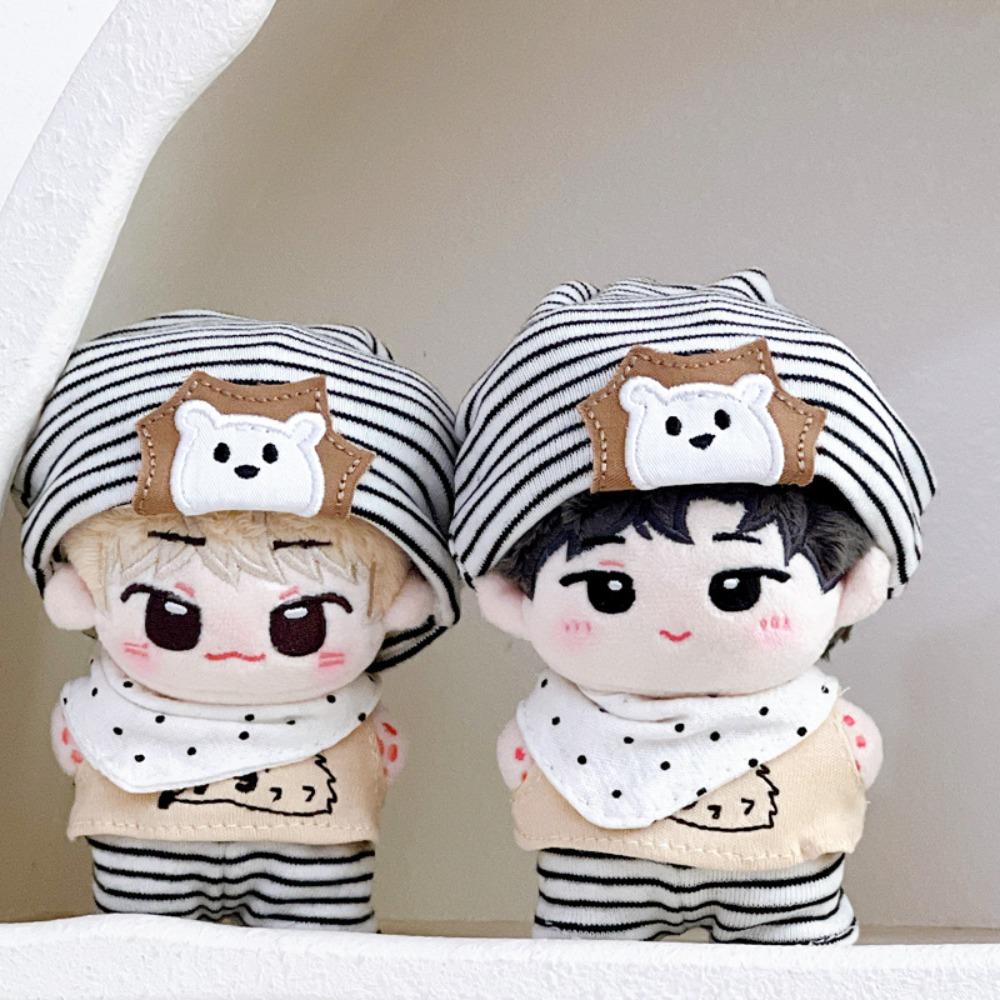Striped Hat 10cm Cotton Doll Clothes Suit Doll Dress Up Set Doll Clothes Outfit  10cm Cotton Doll