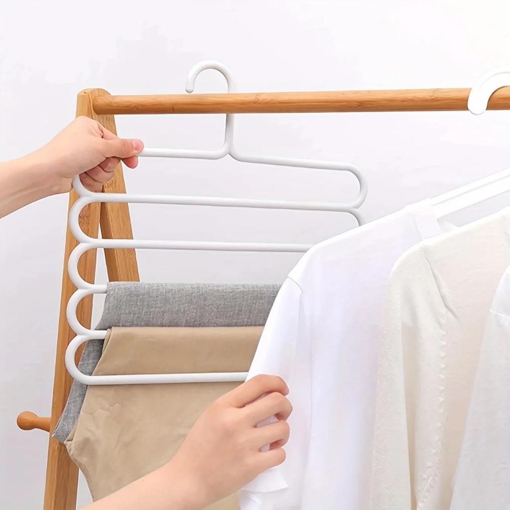 2/4Pcs Pants Rack Multifunctional Household Saving Space Multi Layer Trousers Hanger Pants Closet Color Clothes Peg 5 Layers