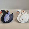 Keychain Pendant Gradient Swan Shape Bag Pendant with Metal Buckle Imitation Leather Access Card