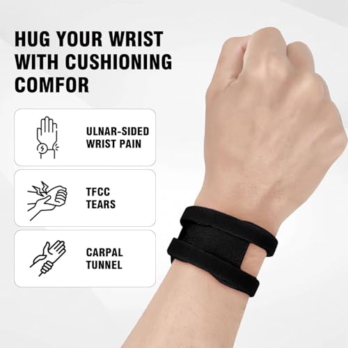 Fitness Wristband TFCC Protection Wrist Wrap Bandage Compression Yoga Wrapping Band Lightweight Shock Absorbing Black 2-Piece Set