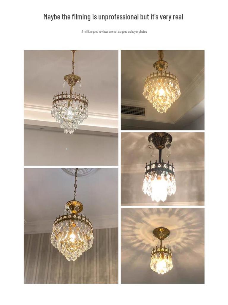 Retro Crystal Chandelier - Luxurious Eye-Protection Lamp for Bedroom, Cloakroom, or Corridor