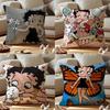 Betty Boop Cushion Cover Anti-dustmite Pillowcase Invisible Zipper Silky Short Plush Sofa Cushion Cover