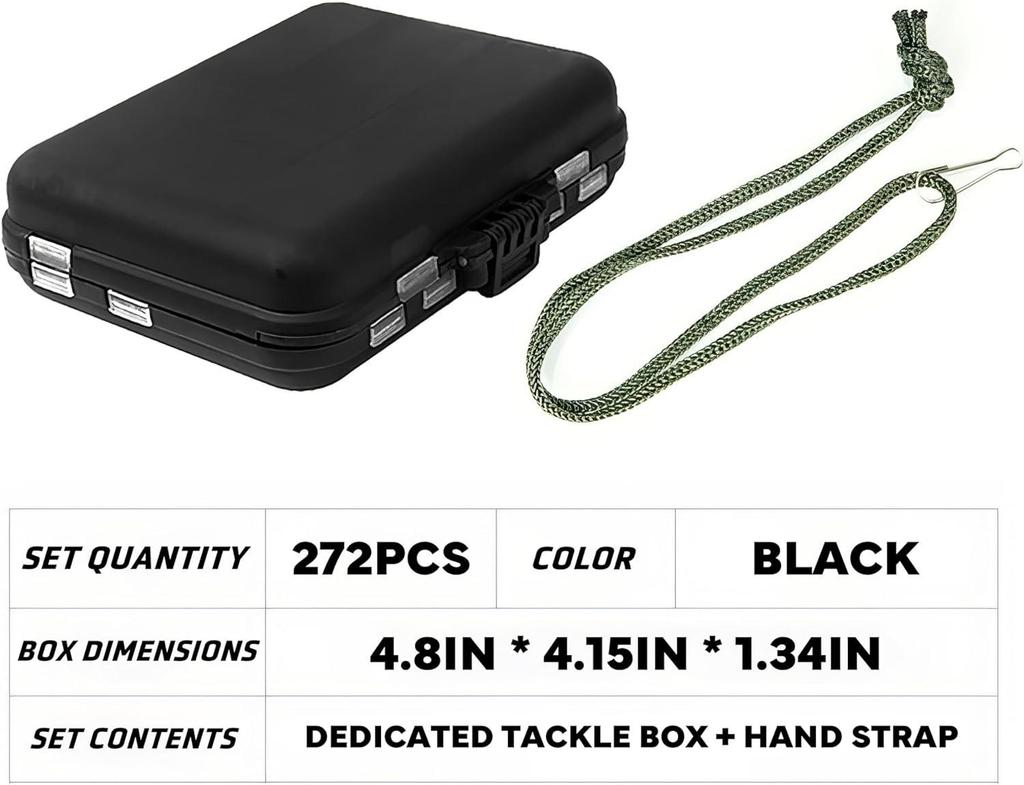 272Pcs Carp Fishing Kit Assorted Carp Fishing Tackles Fishing Hooks Clips Quick Change Swivels Boilie Stops Corn Fishing Line Beads