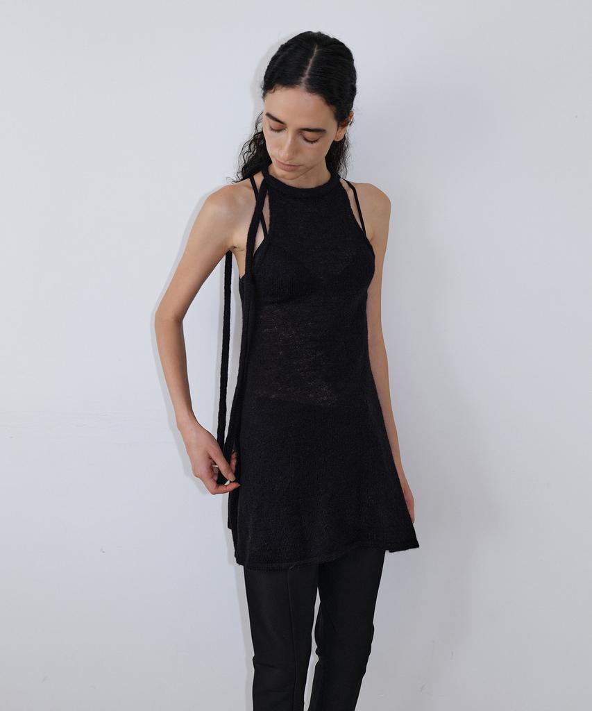 UUNE SCENE Scarf Tie Halter Knit_Black