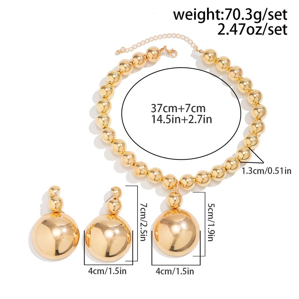 Exaggerated Large Half Ball Bead Pendant Necklace Punk Acrylic CCB Ball Bead Chain Choker Women's Banquet Party Jewelry Set
