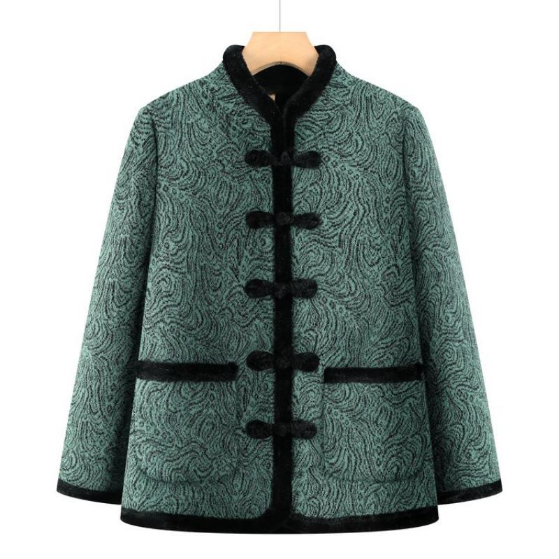 

Padded clothes women s winter new thickened retro padded clothes warm fleece jacket padded jacket top 6XL [Recommended 160-82.5kg]