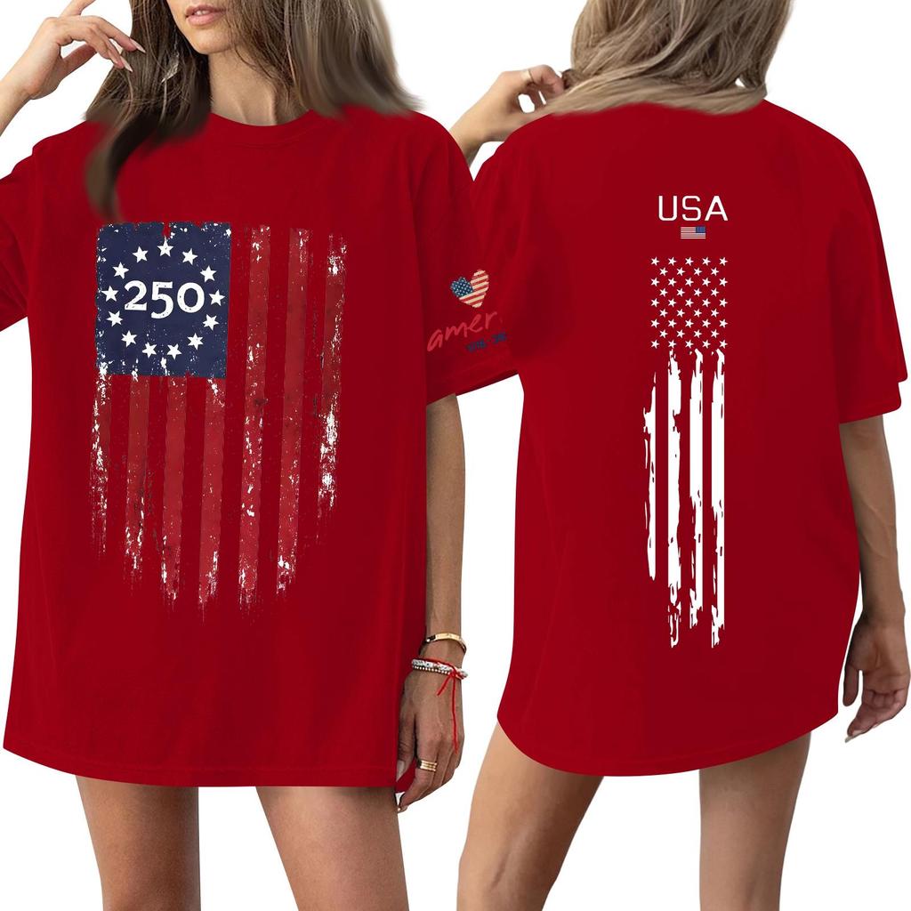 Damen Lässiges Mode Rundhals Lässiger Print Kurzarm T-Shirt Top