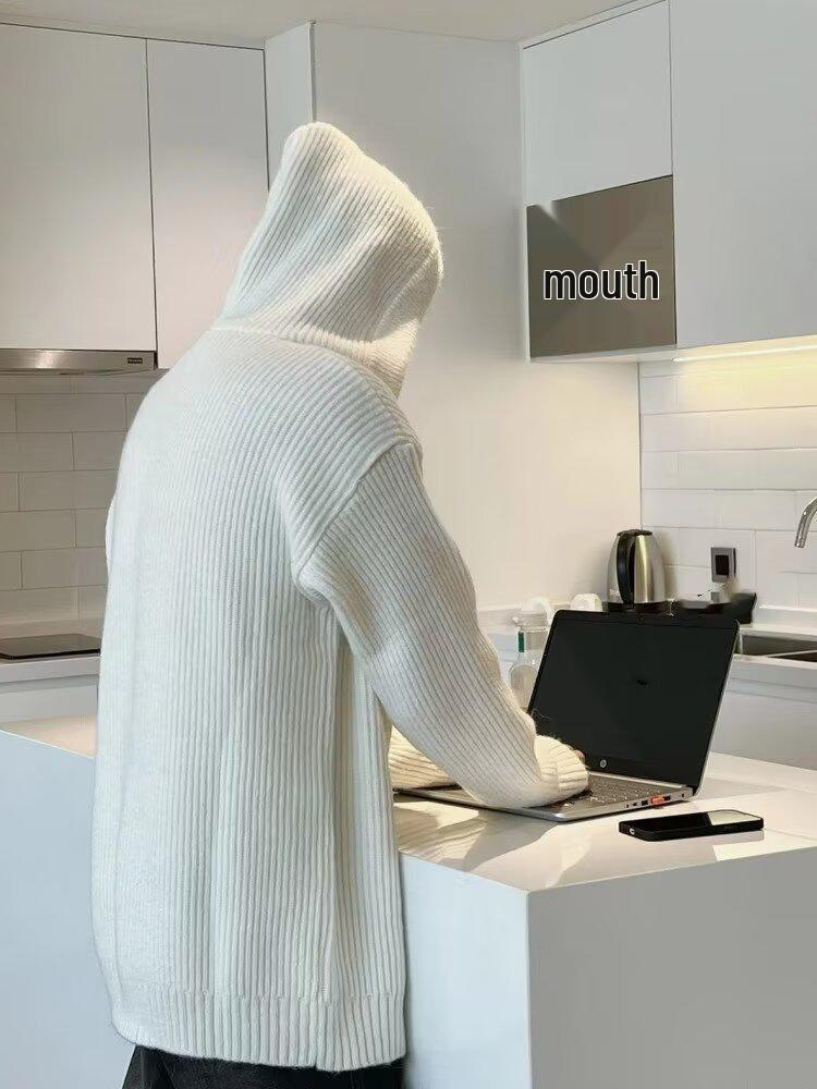 Men's Autumn Hooded Sweater: Trendy, Street Casual Knitwear Jacket