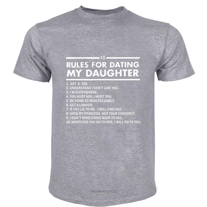 Mens Short Sleeve T Shirt 10 Rules For Dating My Daughter T-Shirt - Funny Fathers Day Dad Gift Fashion Tee-shirt Male
