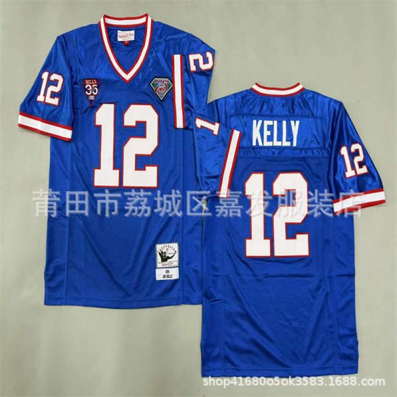 Camiseta de Fútbol Vintage Buffalo Bills NFL para Hombre de Algodón Retro Uniforme de Equipo Ropa de Fan Otoño
