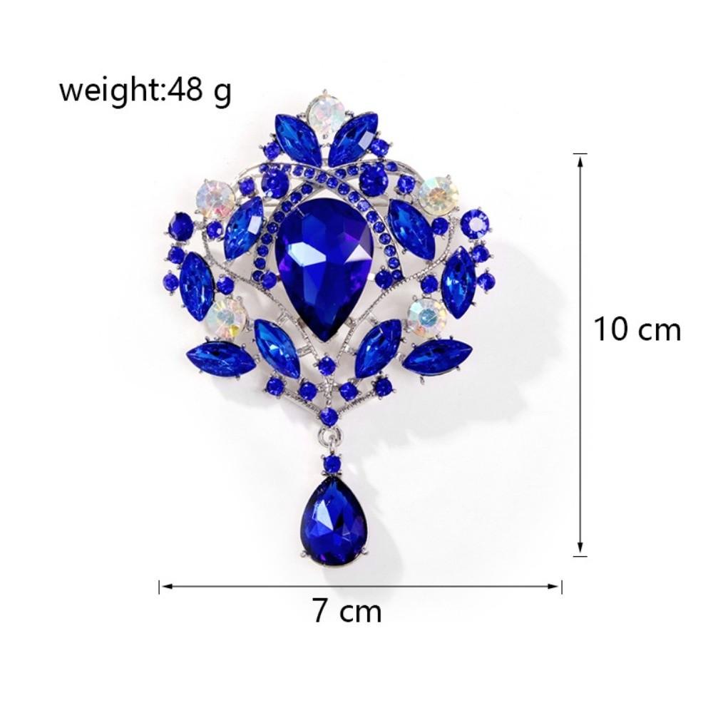New Versatile Crystal Brooch Metal Gold Silver High-end Brooch Water Drop Shape Lapel Decorative Pin Women's Fashion