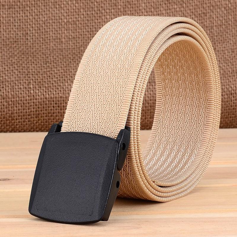 

TUSHI Canvas Belt Plastic Buckle Men s Iron-free Metal-free Cross-pattern Nylon Outdoor 3.8CM 120cm хаки