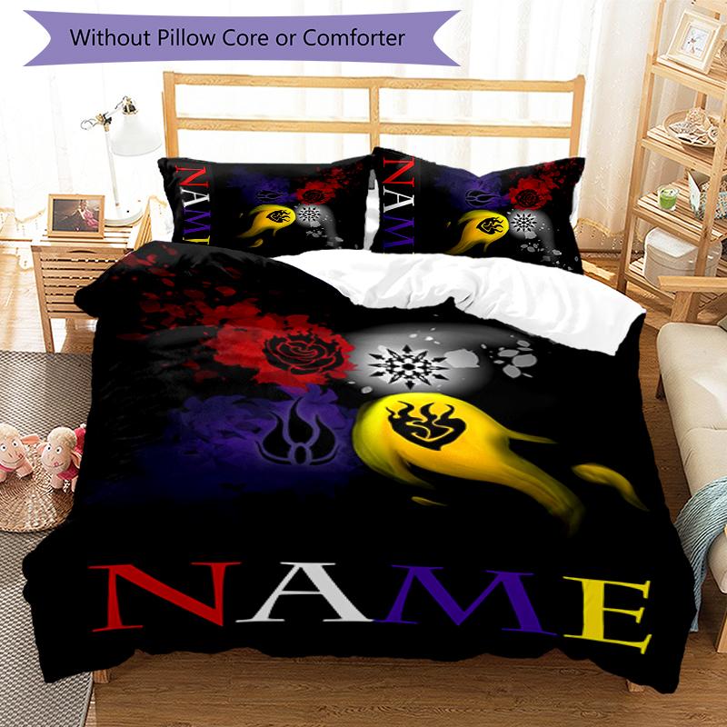 3pcs Custom Name RWBY Volume Bedding Set Duvet Cover Closure Includes 1 Duvet Cover & 2 Pillowcases for All Seasons Bedroom Decor