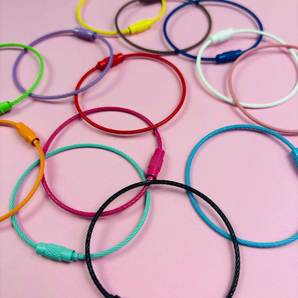 Punktfärgad Emaljerad Ståltrådsring, Målad/Rostfri Stålring, Repspänne, Godisfärgad Ståltrådsrep